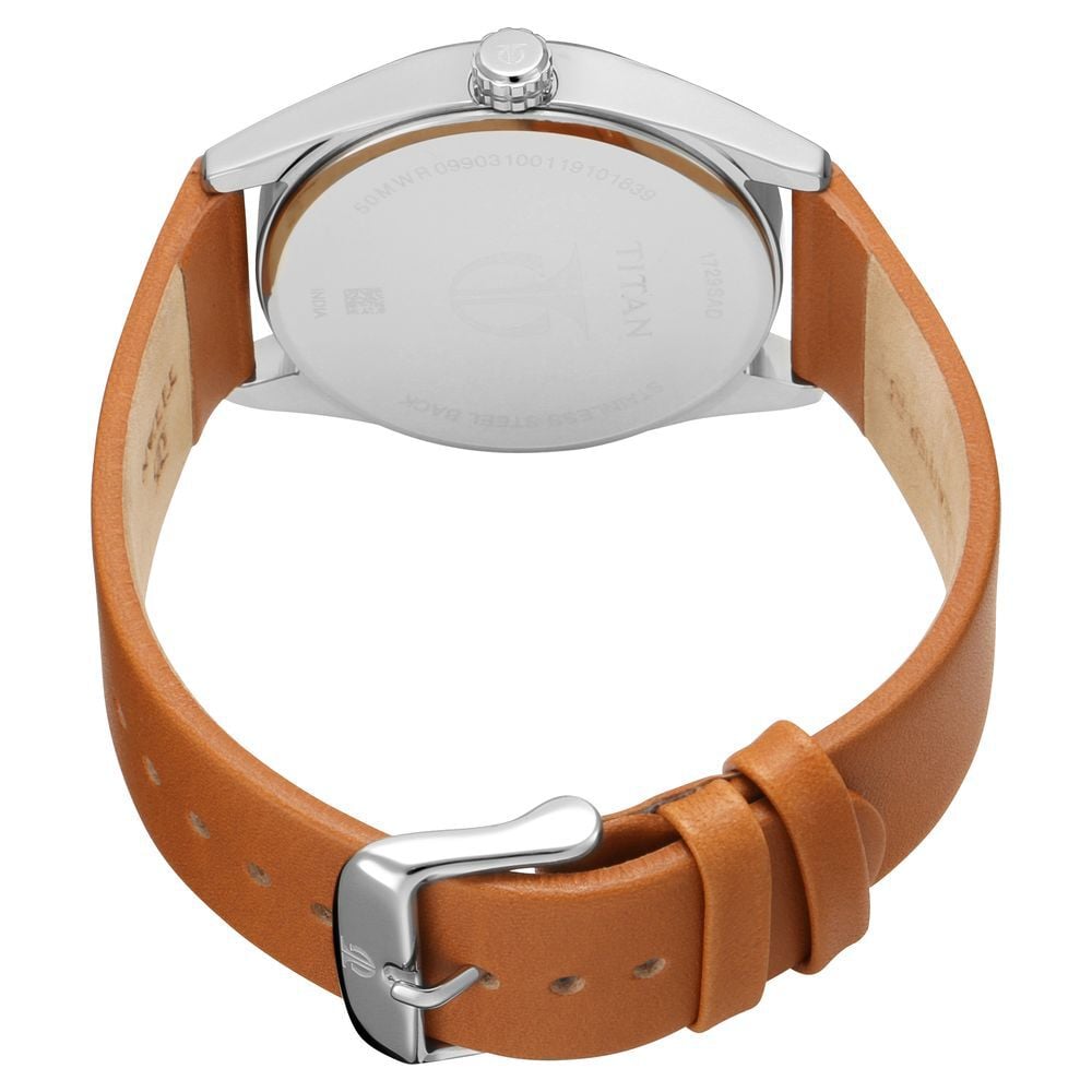 Buy Online Titan Quartz Analog White Dial Leather Strap Watch for