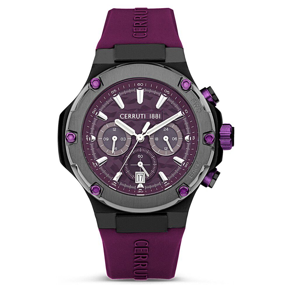 Buy Online Cerruti 1881 Purple Dial Silicone Strap Watch for Men ceciwgq2224305w p Titan