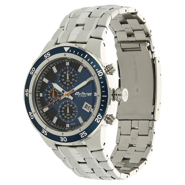 Titan Quartz Chronograph Blue Dial Stainless Steel Strap Watch for Men - image number 1