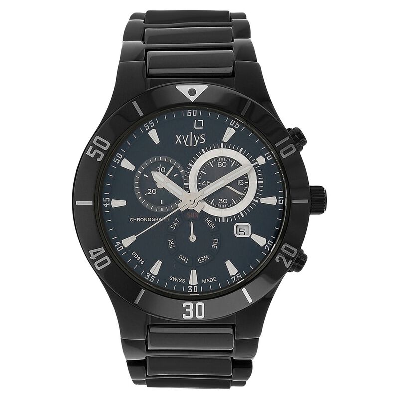 Xylys Swiss Chronograph Black Stainless Steel And Ceramic Strap and Black Dial Watch For Men