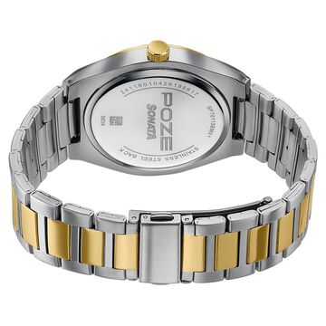 Poze Poze Quartz Analog Green Dial Two Toned Metal Strap Watch For Men