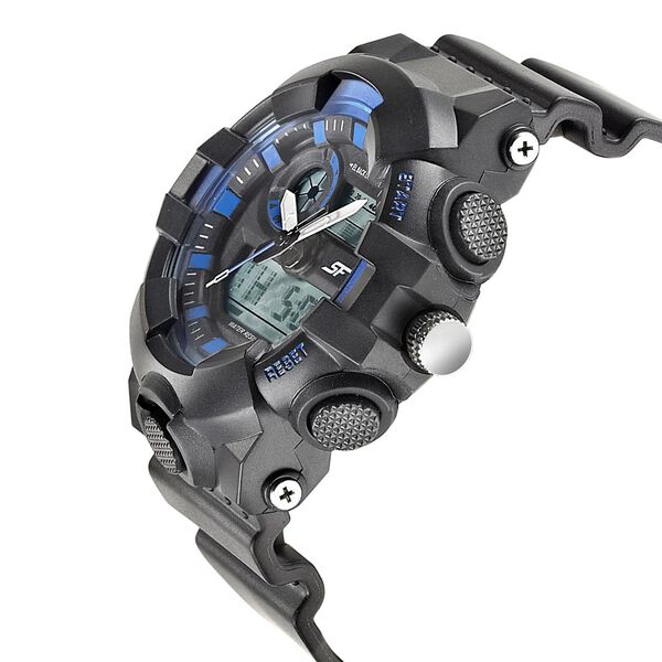 SF Quartz Analog Digital Black Dial Plastic Strap Watch for Men - image number 2