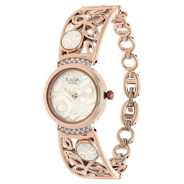 Titan Raga Aurora White Dial Women Watch With Metal Strap - image number 1