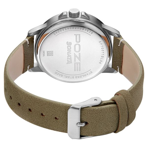 Poze by Sonata Quartz Analog Beige Dial PU Leather Strap Watch for Men - image number 4