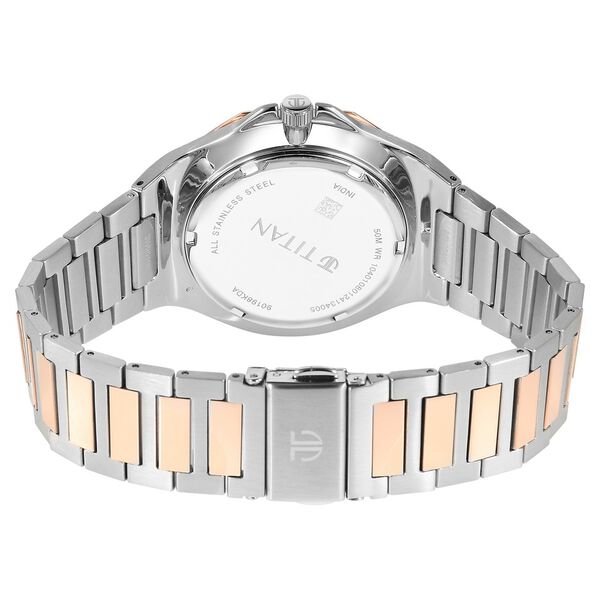 Titan Classic Slim Multifunction Multifunction Silver Dial Multicoloured Stainless Steel Strap Watch For Men - image number 5
