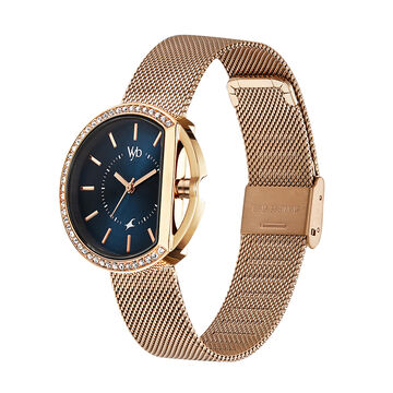 Fastrack Vyb Showstopper Quartz Analog Blue Dial Stainless Steel Strap Watch for Girls