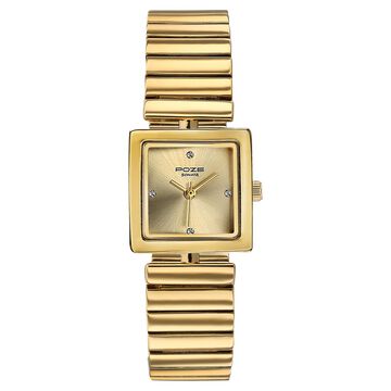 Sonata Poze Quartz Analog Silver Dial Golden Metal Strap Watch For Women
