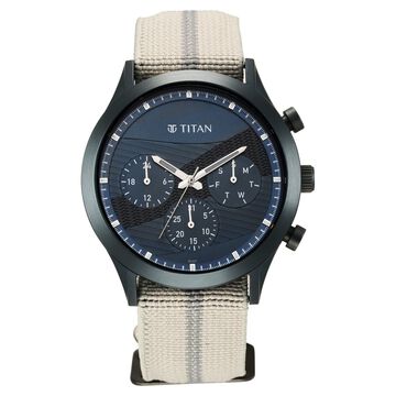 Titan Athleisure Blue Dial Quartz Multifunction Nylon Strap watch for Men