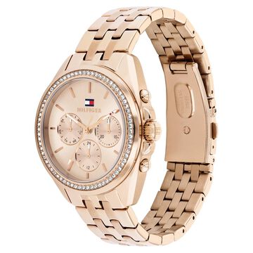 Tommy Hilfiger Quartz Multifunction Golden Dial Golden Stainless Steel Strap Watch For Men