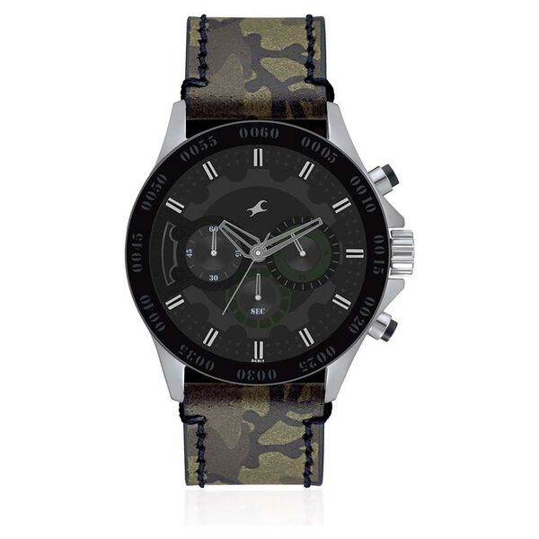Fastrack Quartz Chronograph Grey Dial Leather Strap Watch for Guys - image number 0