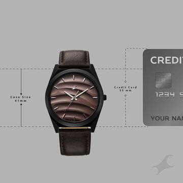 Fastrack Gelato Black leather strap watch with Chocolate dial for Guys