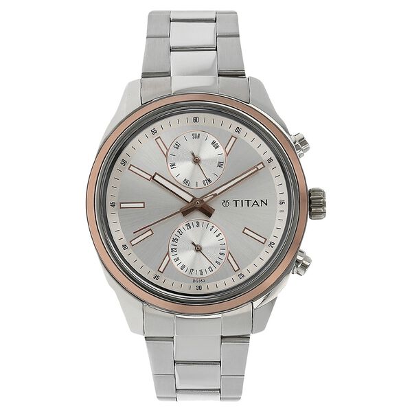 Titan Workwear Quartz Multifunction Silver Dial Stainless Steel Strap Watch for Men - image number 0