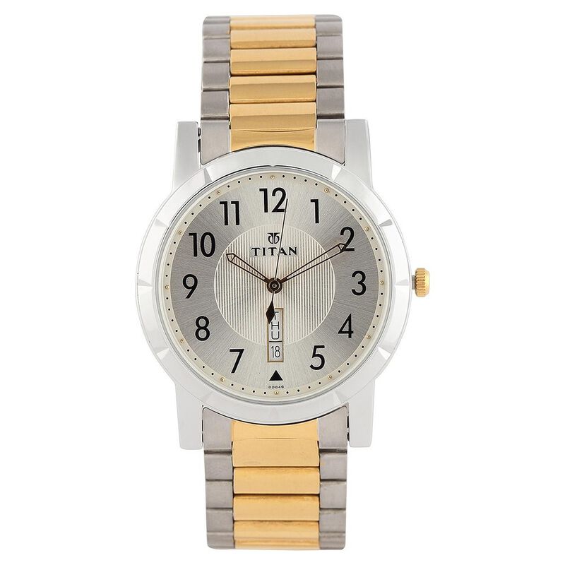 Titan Quartz Analog with Day and Date Silver Dial Watch for Men