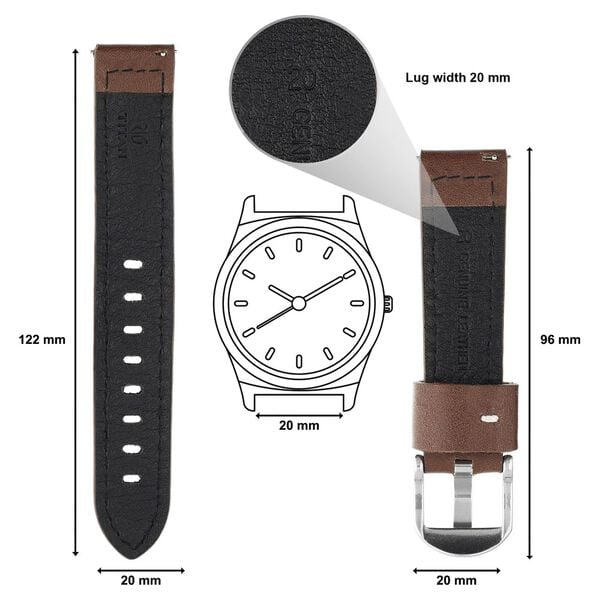 20 mm Brown Genuine Leather Straps for Men - image number 1