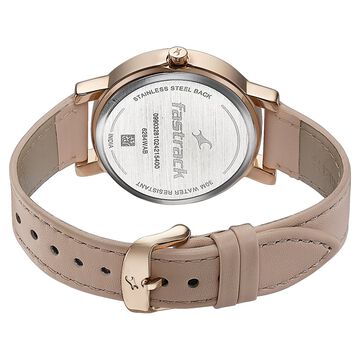 Fastrack Style Up Quartz Analog Pink Mother Of Pearl Dial Pink Leather Strap Watch For Girls