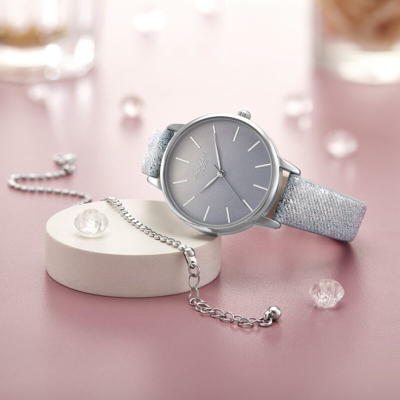 Sonata Poze Quartz Analog Silver Dial Pink Color Leather Strap Watch For Women