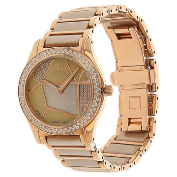 Xylys Shimmer Swiss Analog Steel & Ceramic Mother of Pearl White Dial Watch for Women