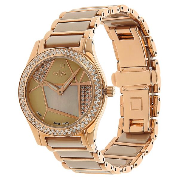 Xylys Shimmer Swiss Analog Steel & Ceramic Mother of Pearl White Dial Watch for Women - image number 1