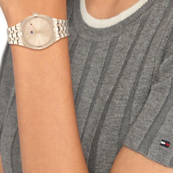 Tommy Hilfiger Quartz Analog Golden Dial Stainless Steel Strap Watch for Women - image number 3