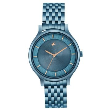 Fastrack Crush Quartz Analog Blue Dial Stainless Steel Strap Watch for Girls
