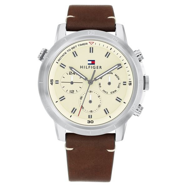 Tommy Hilfiger Quartz Multifunction Yellow Leather Strap for Men - image number 0
