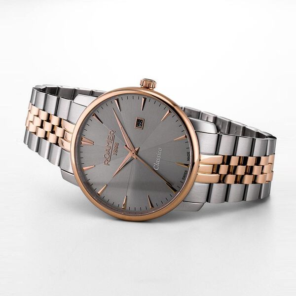 Roamer Classico Gents Quartz Analog with Date Grey Dial Two Toned Stainless Steel Strap Watch For Men - image number 3