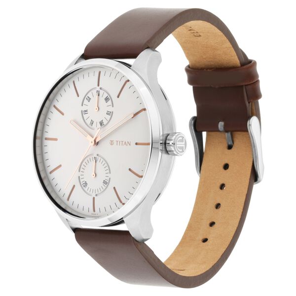 Titan Evoke White Dial Analog with Day and Date Stainless Steel Strap Watch for Men - image number 2