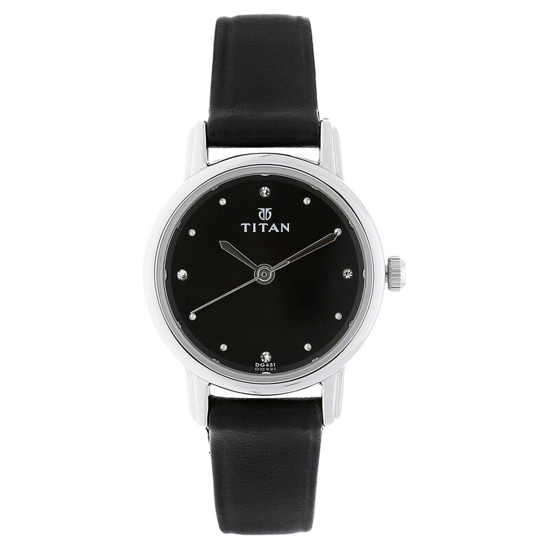 Titan Karishma Black Dial Analog Leather Strap watch for Women