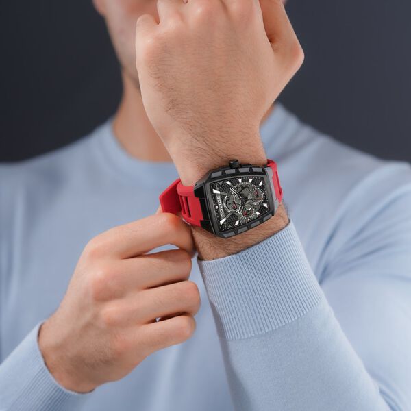Police Men's Tough Gear KL Rahul Edition Multifunction Watch with Red Silicone Strap - image number 7