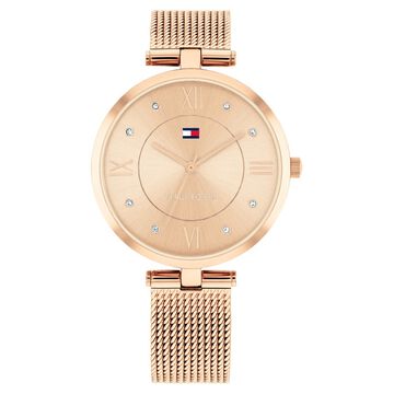Tommy Hilfiger Quartz Analog Rose Gold Dial Rose Gold Stainless Steel Strap Watch for Women