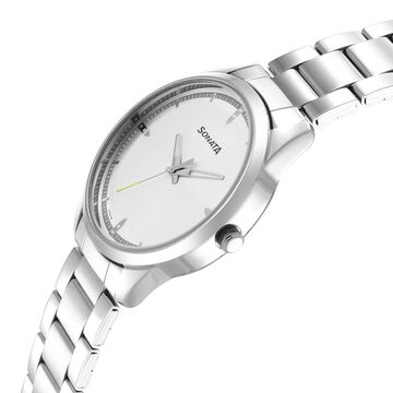 Sonata Force Quartz Analog Silver Dial Stainless Steel Strap Watch for Men