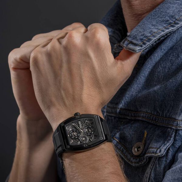 Police Quartz Multifunction Grey Dial Black Silicone Strap Watch for Men - image number 4