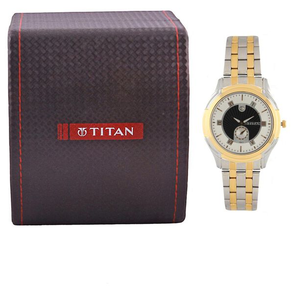 Titan Two Toned Dial Stainless Steel Strap Watch for Men - image number 4