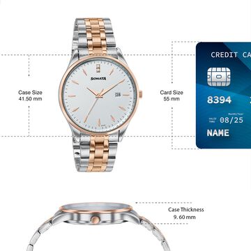 Sonata Jashn Quartz Analog White Dial Two Toned Metal Strap Watch For Couple