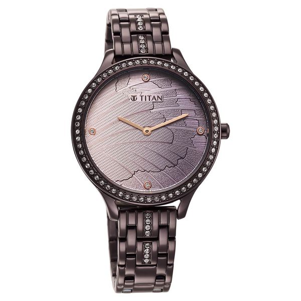 Titan Glitz Purple Dial Analog Stainless Steel Strap Watch for Women - image number 0