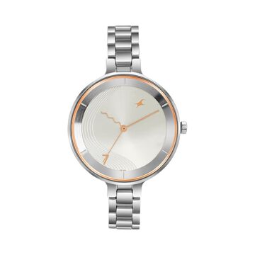Fastrack Stunners Quartz Analog Silver dial Stainless Steel Strap Watch for Girls