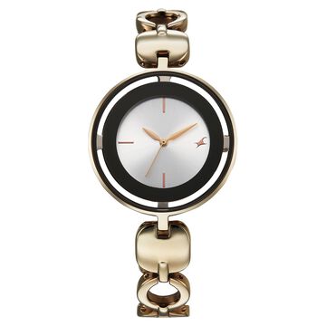 Fastrack Chrome K Quartz Analog Silver Dial K Chrome Metal Strap Watch For Girls