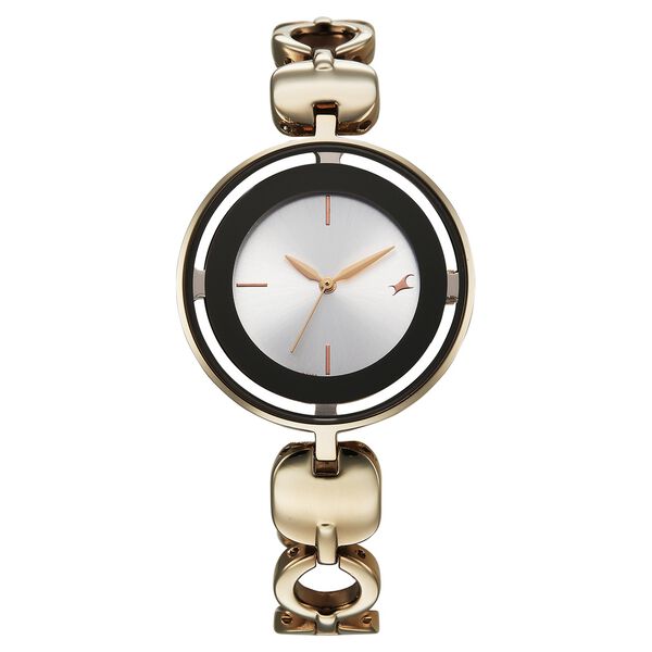 Fastrack Chrome K Quartz Analog Silver Dial K Chrome Metal Strap Watch For Girls - image number 0