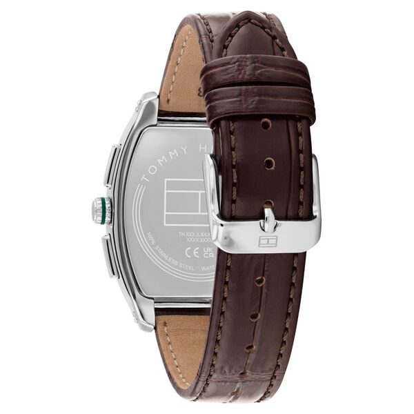 Tommy Hilfiger Quartz Multifunction Green Dial Brown Leather Strap Watch For Men - image number 2