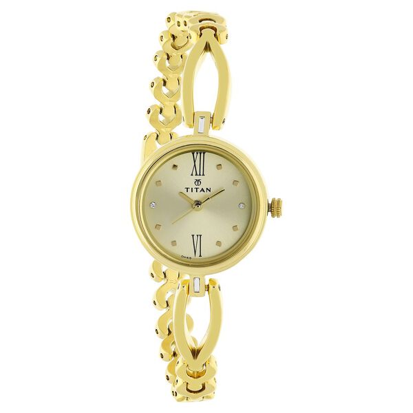 Titan Quartz Analog Champagne Dial Metal Strap Watch for Women - image number 1