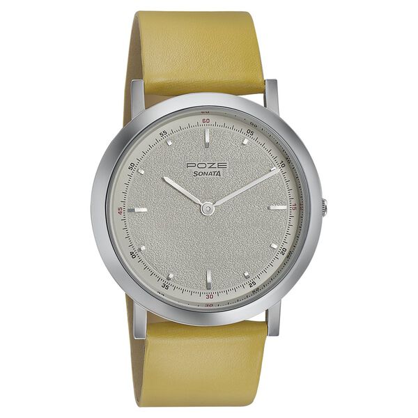 Sonata Poze Quartz Analog White Dial Leather Strap Watch for Men - image number 0