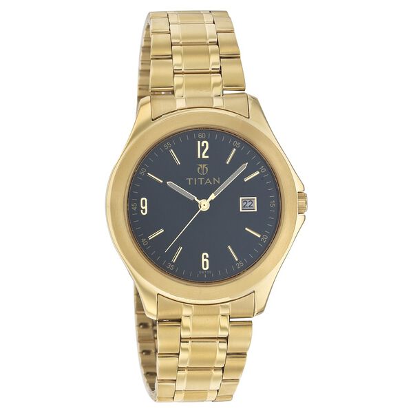 Titan Quartz Analog with Date Black Dial Metal Strap Watch for Men - image number 0