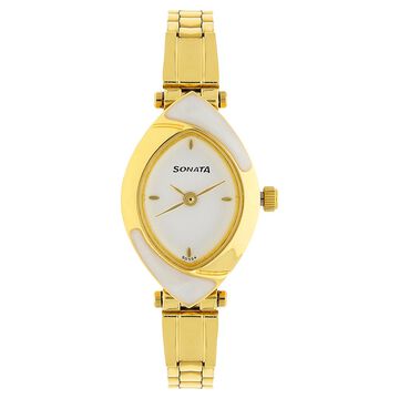 Sonata Quartz Analog White Dial Stainless Steel Strap Watch for Women