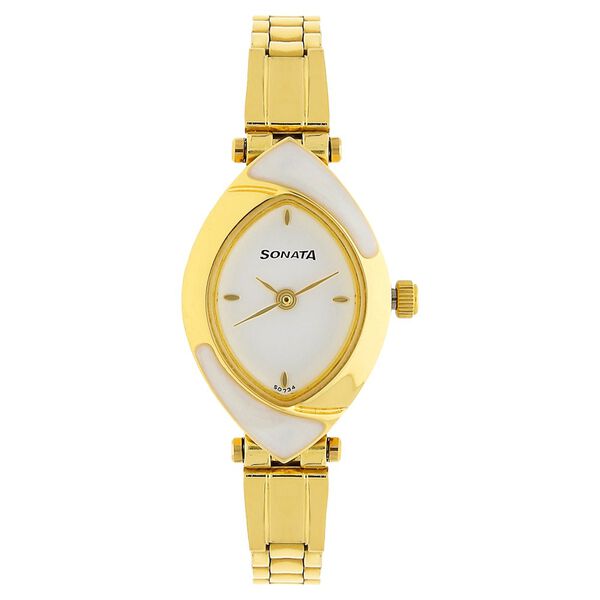 Sonata Quartz Analog White Dial Stainless Steel Strap Watch for Women - image number 0