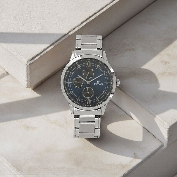 Titan Workwear Blue Dial Quartz Multifunction Stainless Steel Strap watch for Men - image number 0