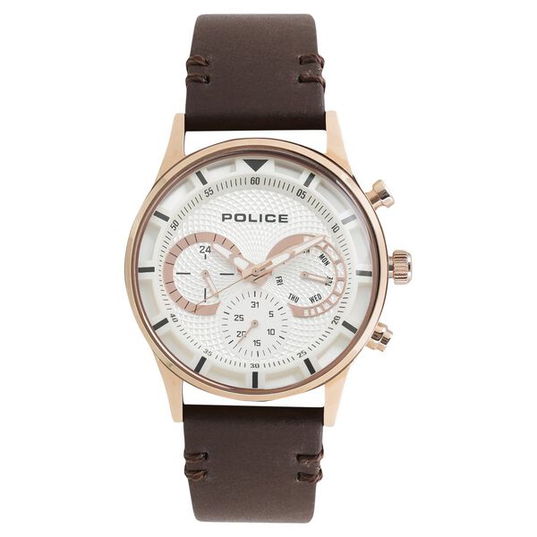 Police Quartz Multifunction Silver Dial Leather Strap Watch for Men - image number 0