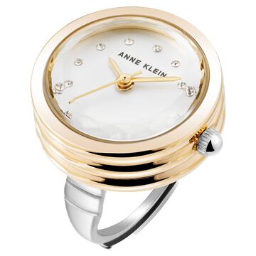 Anne Klein Quartz Analog Silver Dial Silver Metal Ring Watch For Women