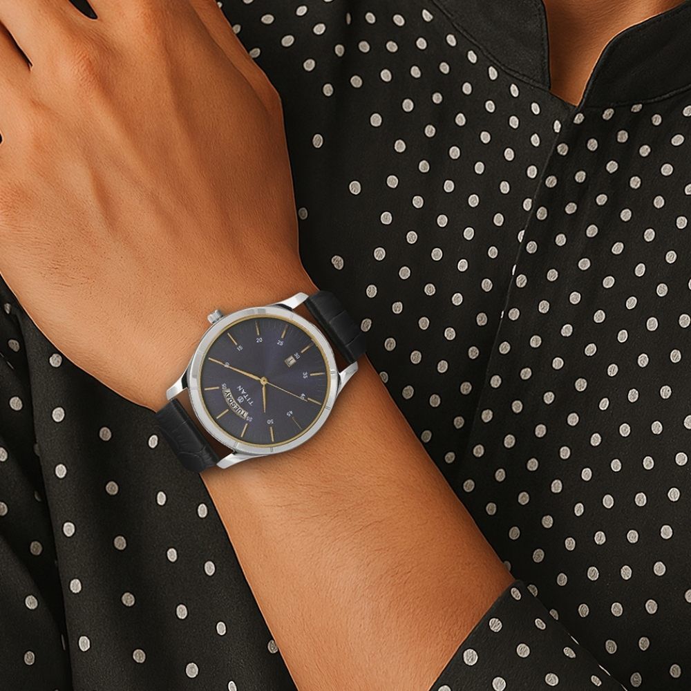 Buy Online Titan Workwear Blue Dial Analog with Day and Date