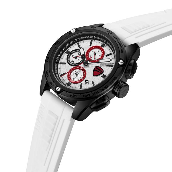 Ducati Quartz Chronograph White Dial White Silicone Strap Watch For Men - image number 1