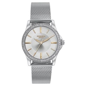 Sonata Poze Quartz Analog Silver Round Dial Silver Mesh Strap Watch For Women
